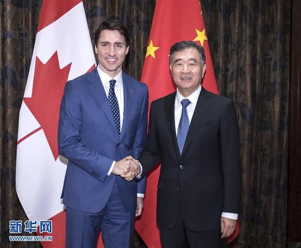（时政）汪洋会见加拿大总理特鲁多