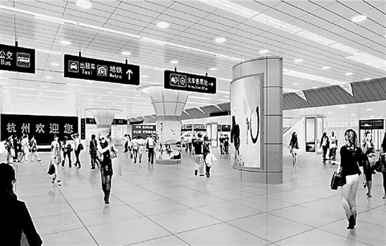 提升改造后的出站大厅宽敞明亮。（效果图）
