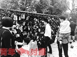在报名现场，家长带着孩子了解幼儿园的日常教学情况。 