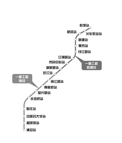 杭州地铁4号线工程示意图